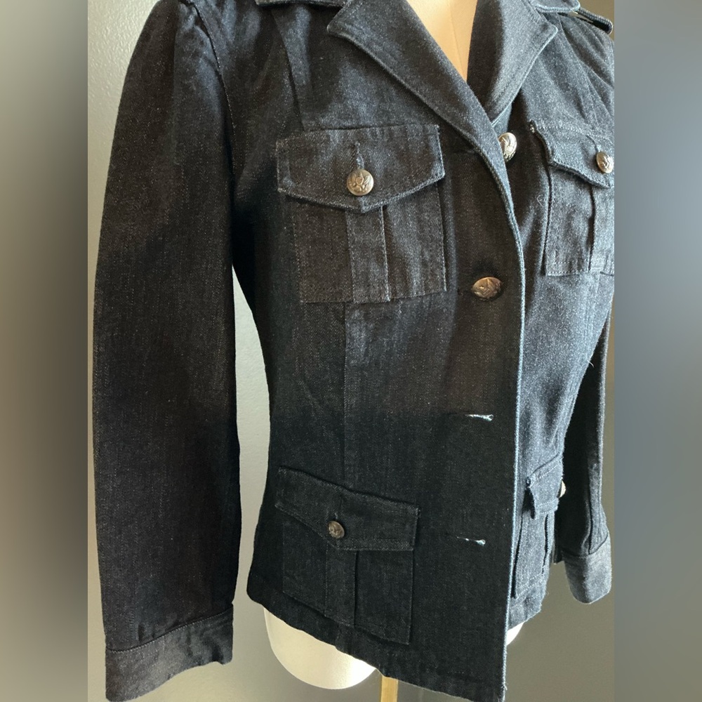 Lauren Jeans Co., Ralph Lauren Dark Denim Military Style Jacket, small - Picture 2 of 11